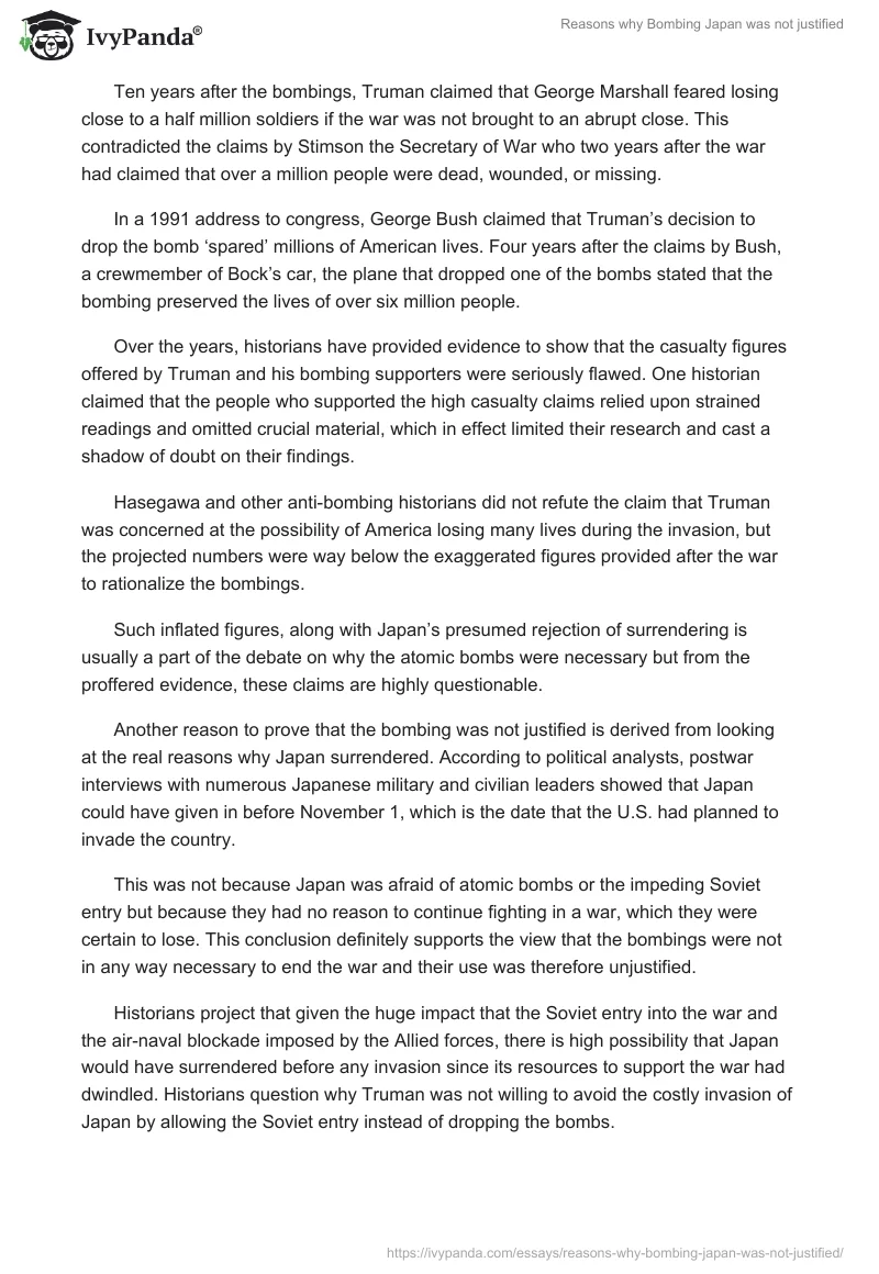 Reasons why Bombing Japan was not justified. Page 3