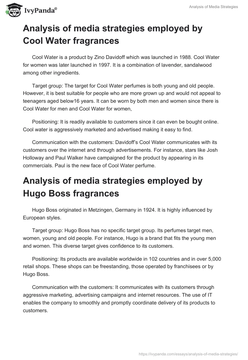 Analysis of Media Strategies. Page 2
