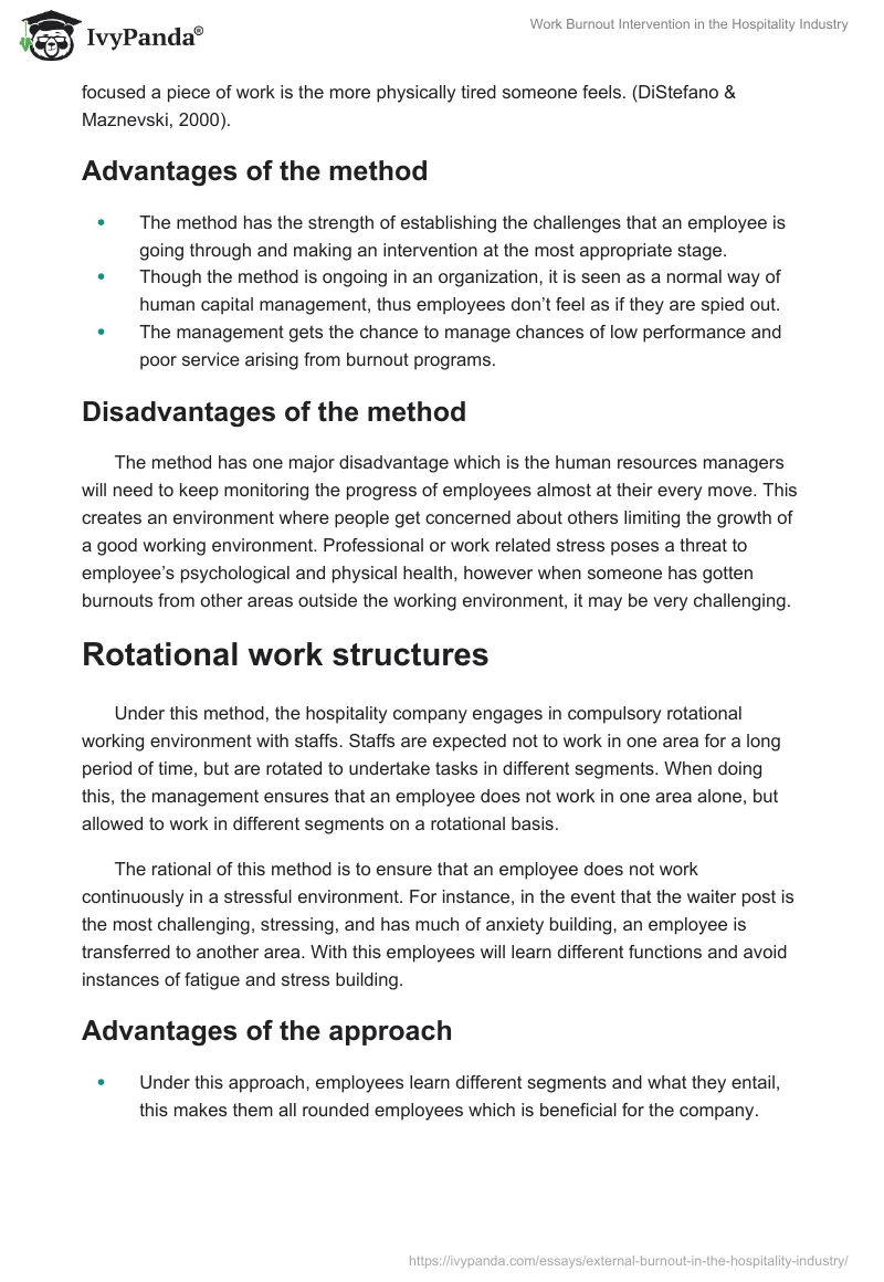 Work Burnout Intervention in the Hospitality Industry. Page 2