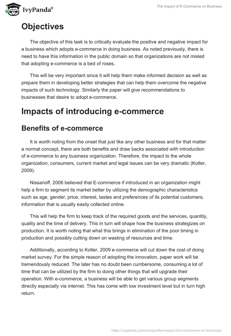 The Impact of E-Commerce on Business. Page 4