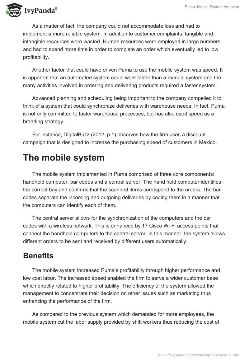 Puma: Mobile System Adoption. Page 2