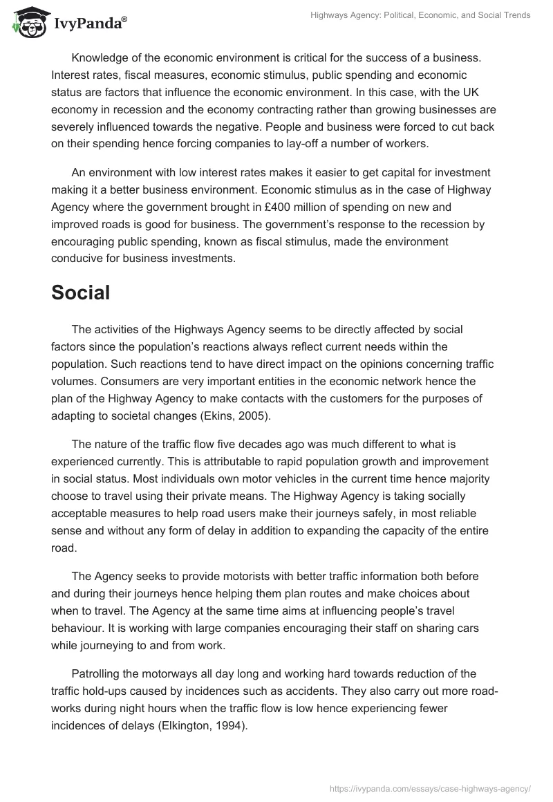 Highways Agency: Political, Economic, and Social Trends. Page 4