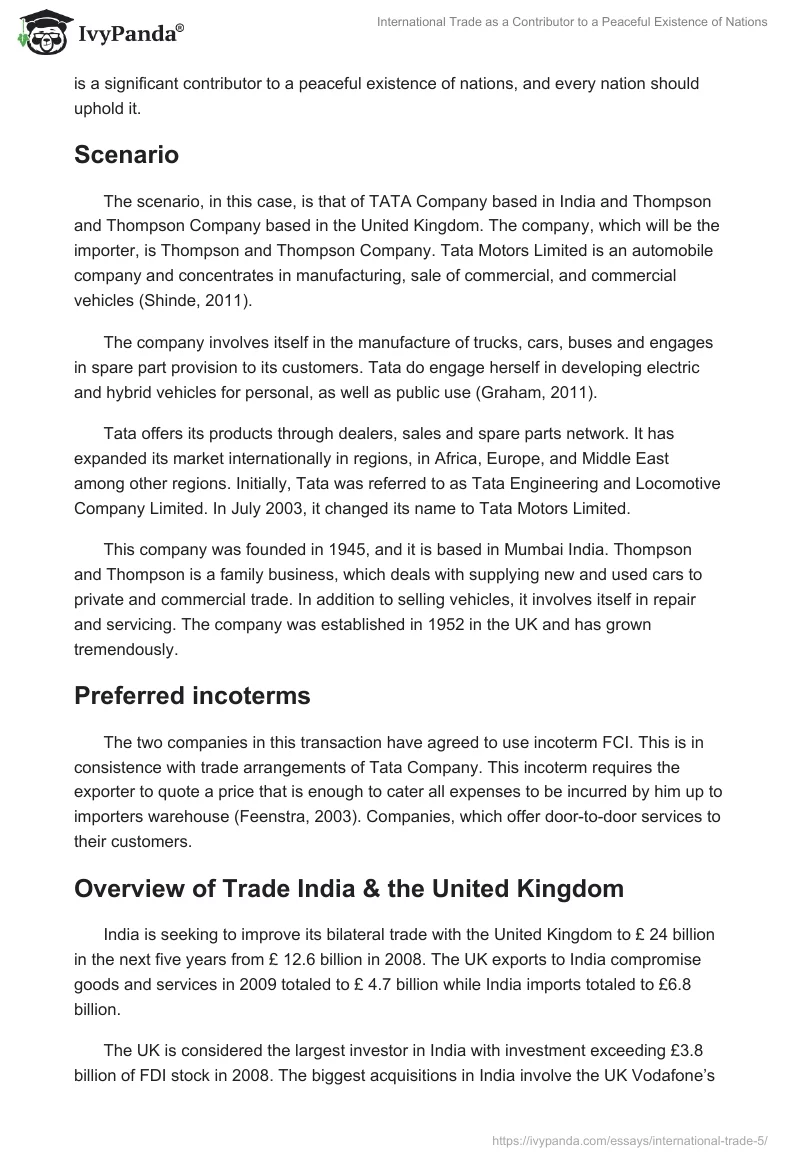 International Trade as a Contributor to a Peaceful Existence of Nations. Page 2