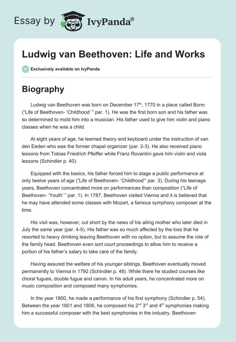 Ludwig van Beethoven: Life and Works. Page 1