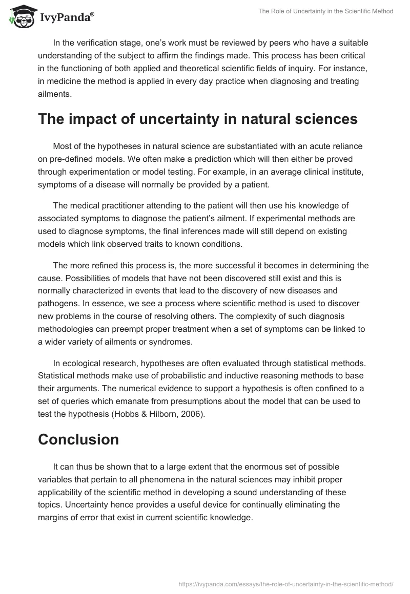 The Role of Uncertainty in the Scientific Method. Page 2