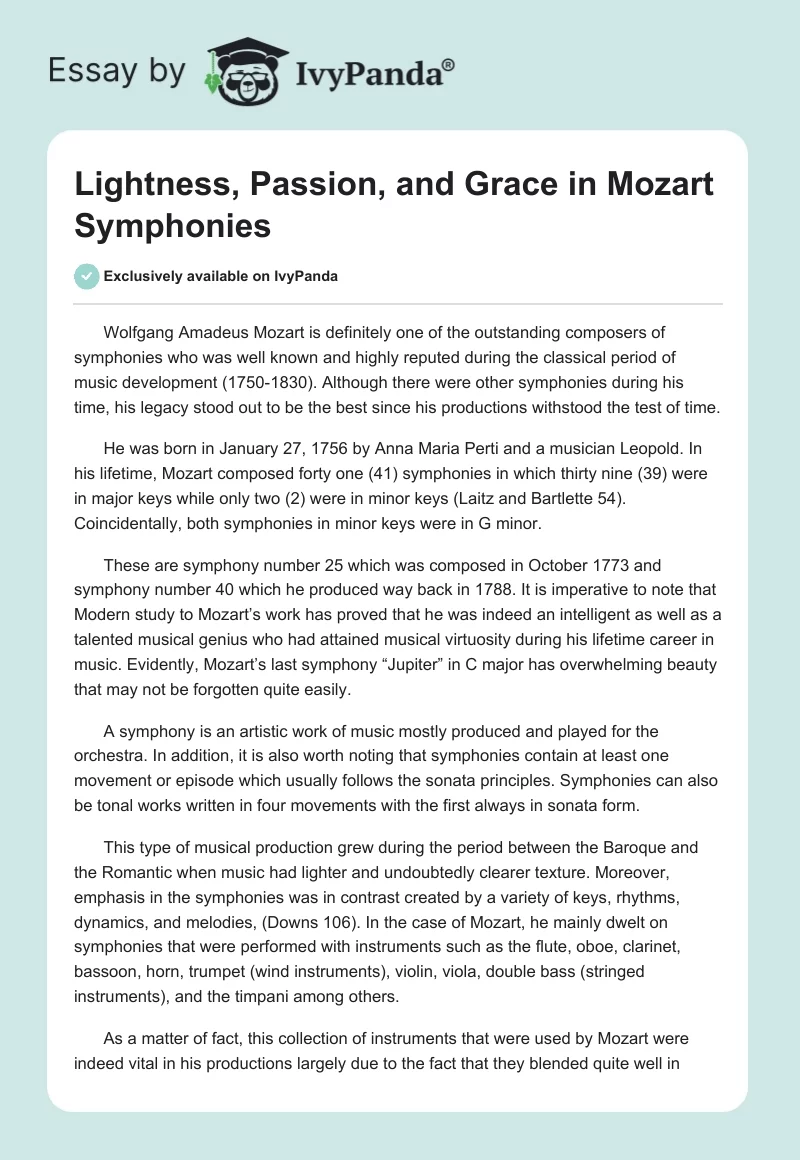 Lightness, Passion, and Grace in Mozart Symphonies. Page 1