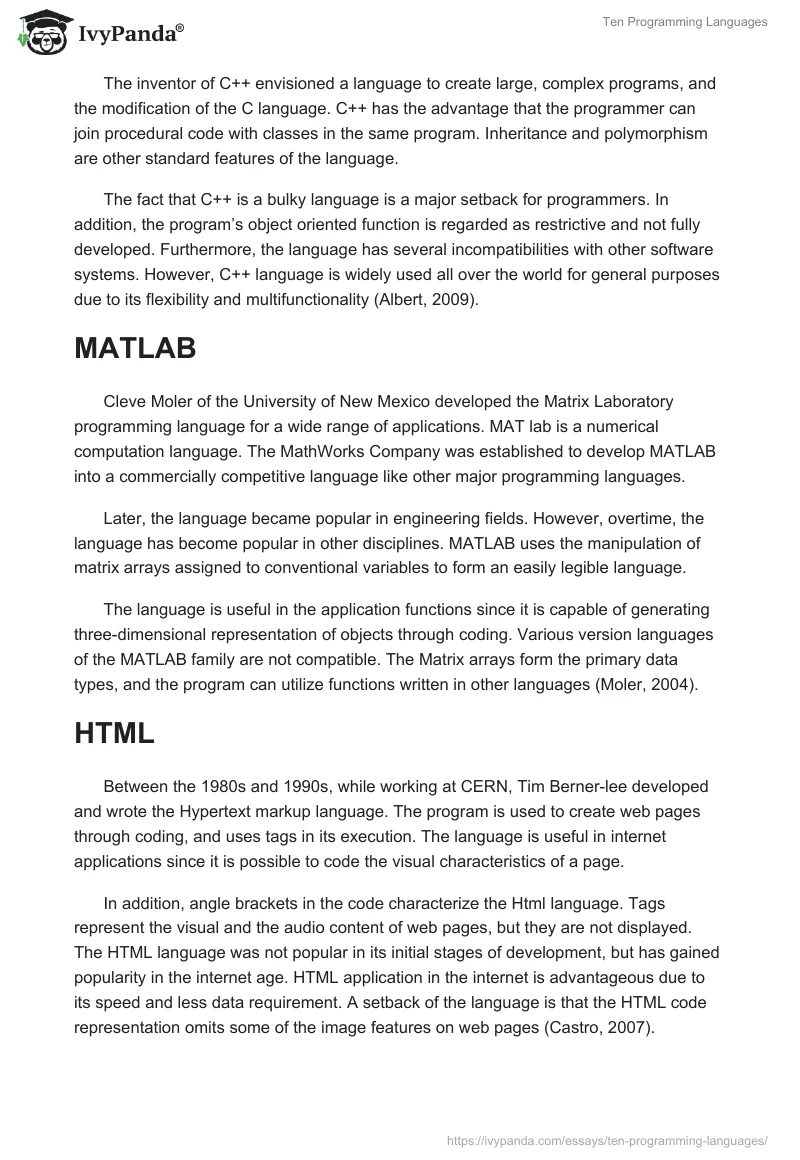 Ten Programming Languages. Page 4