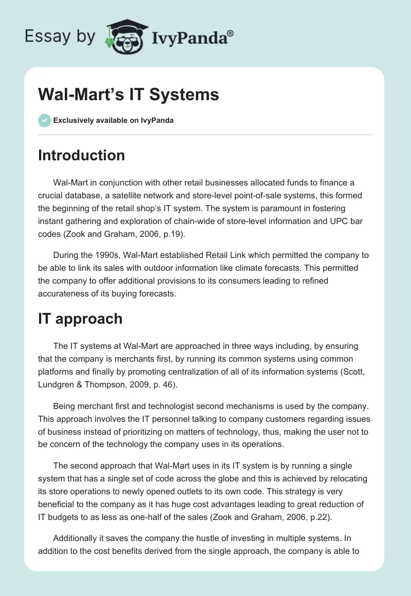 Wal-Mart’s IT Systems. Page 1