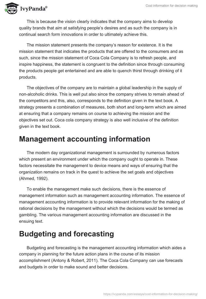 Cost information for decision making. Page 2