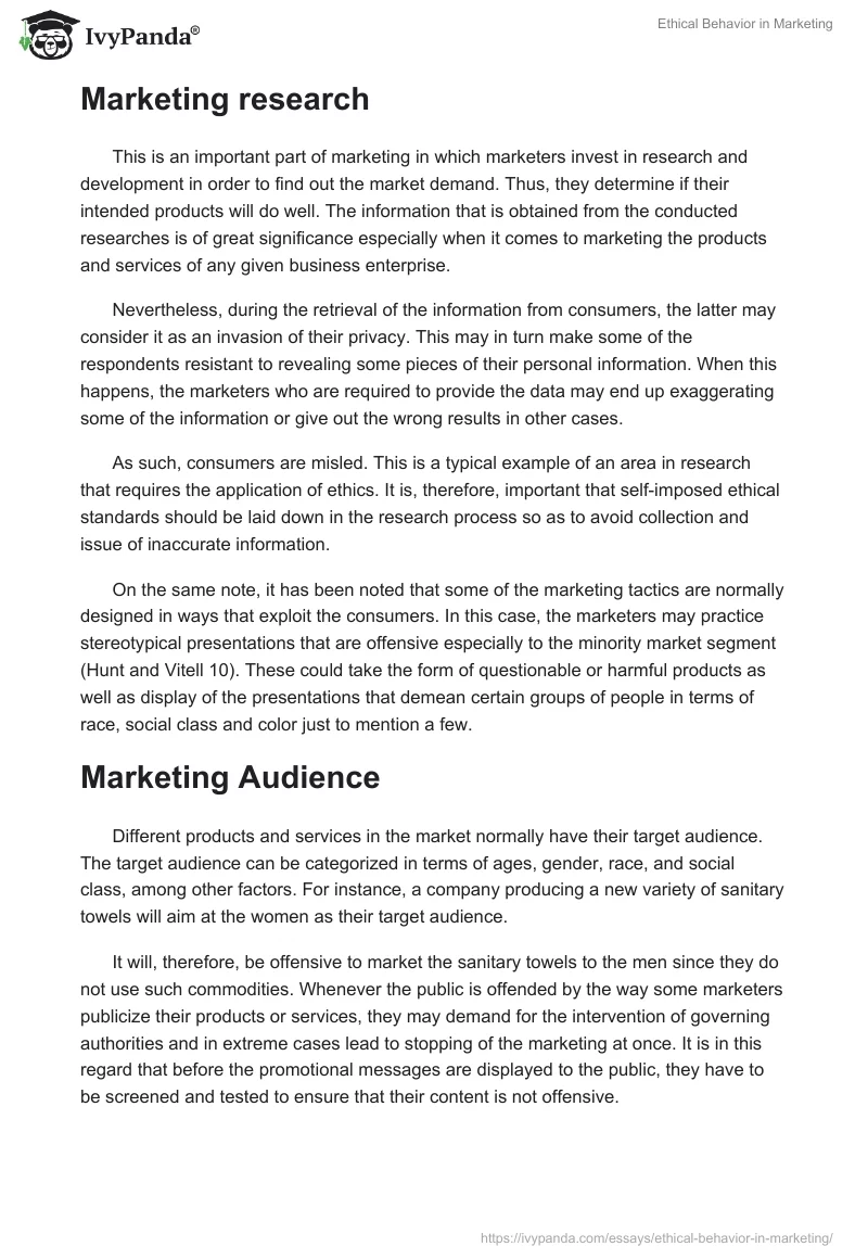 Ethical Behavior in Marketing. Page 2