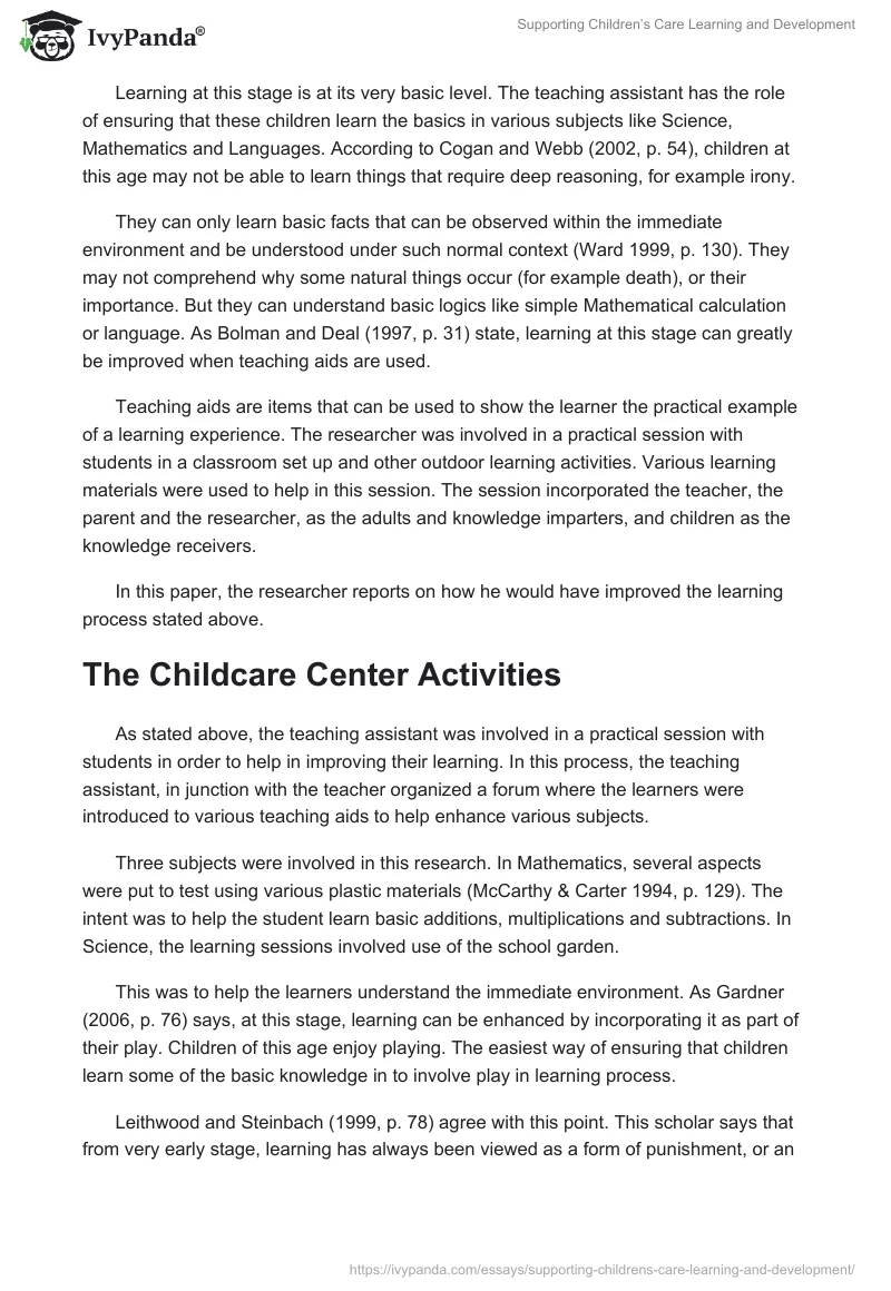 Supporting Children’s Care Learning and Development. Page 2