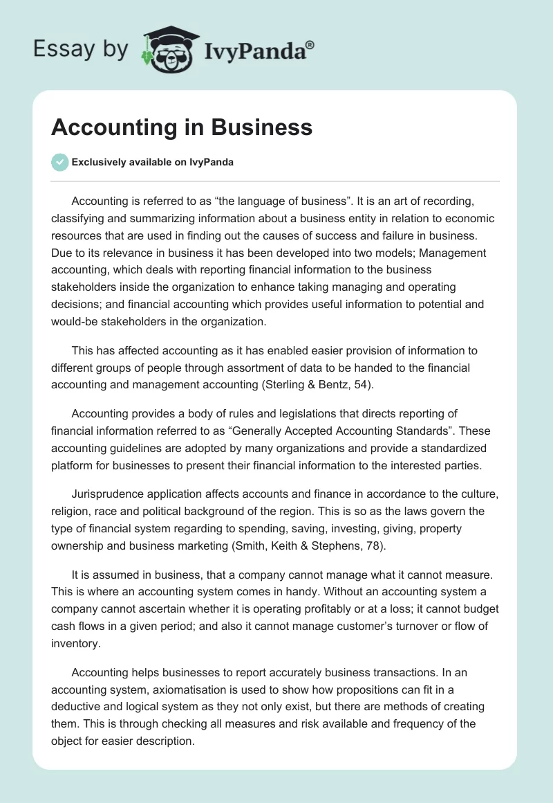 Accounting in Business. Page 1
