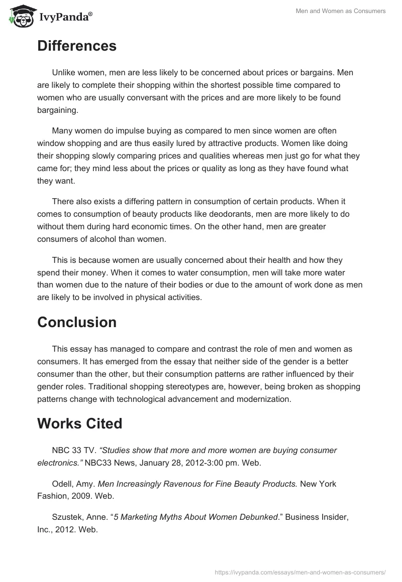Men and Women as Consumers. Page 2