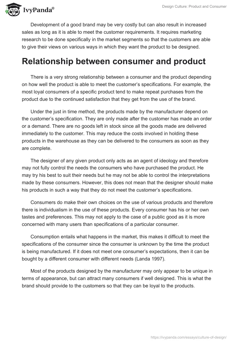 Design Culture: Product and Consumer. Page 2