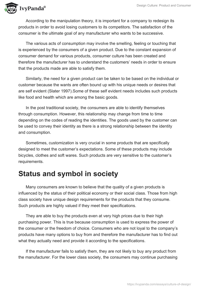 Design Culture: Product and Consumer. Page 4