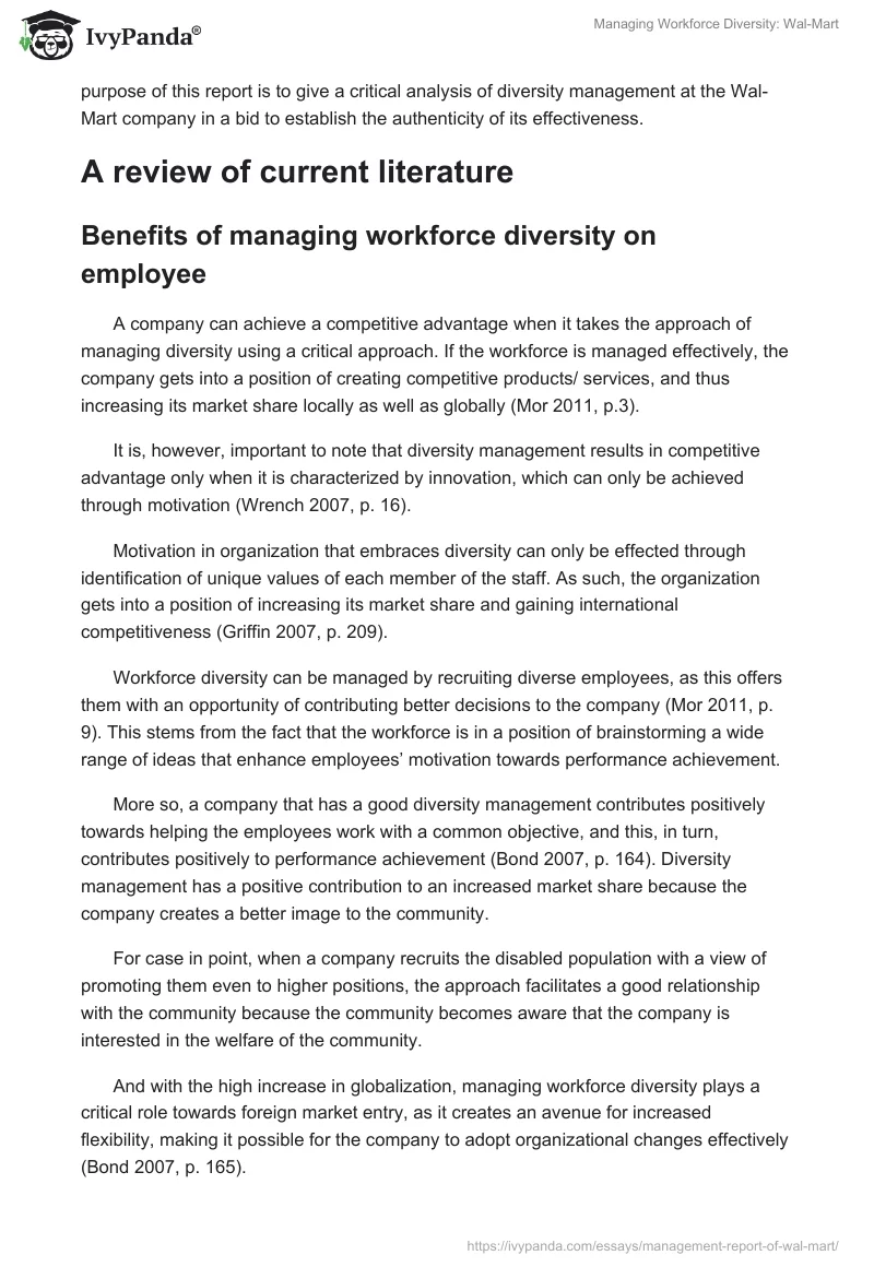 Managing Workforce Diversity: Wal-Mart. Page 2