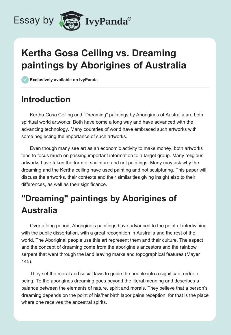 Kertha Gosa Ceiling vs. "Dreaming" paintings by Aborigines of Australia. Page 1