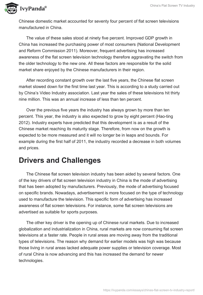 China’s Flat Screen TV Industry. Page 2