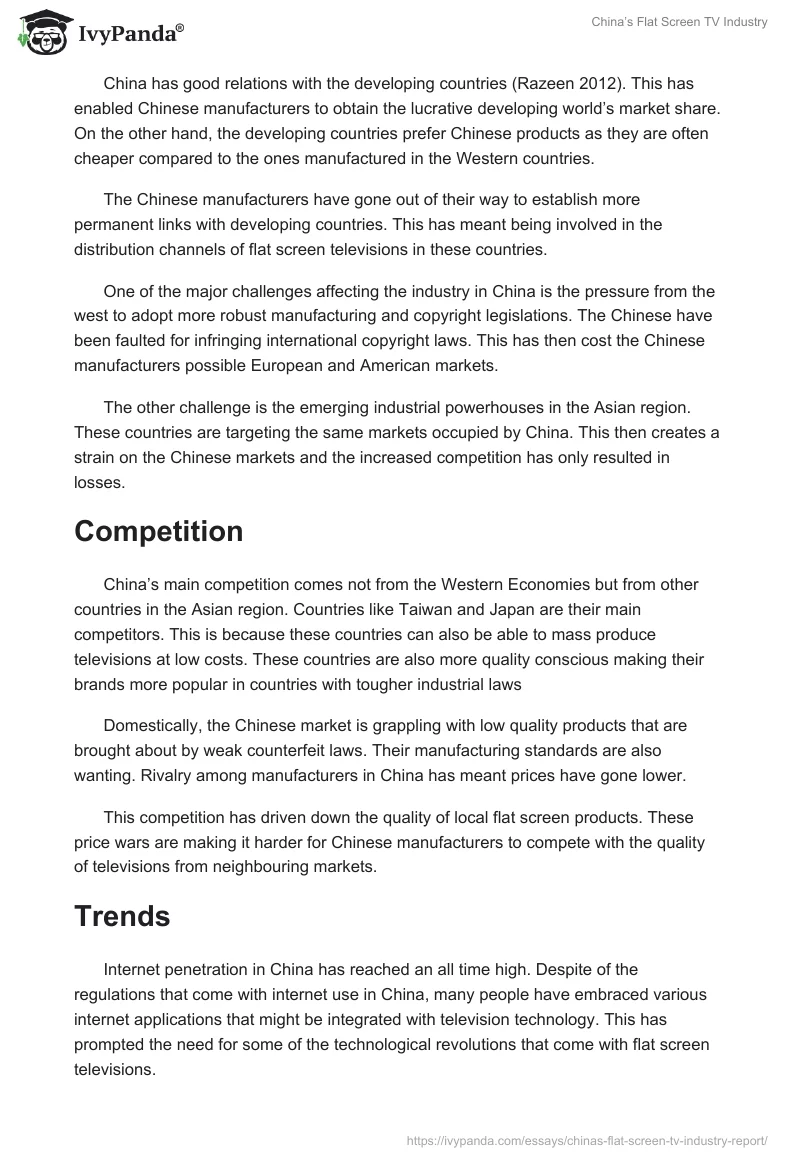 China’s Flat Screen TV Industry. Page 3