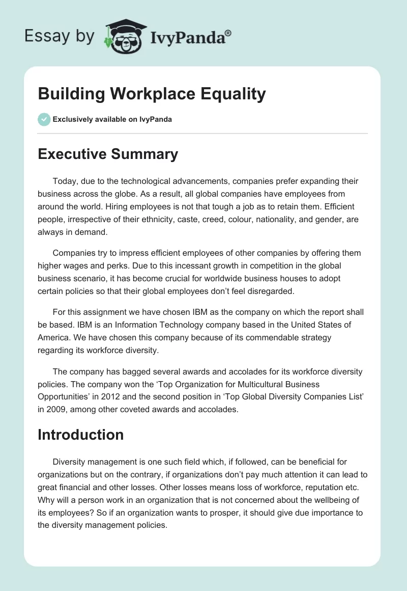 Building Workplace Equality. Page 1