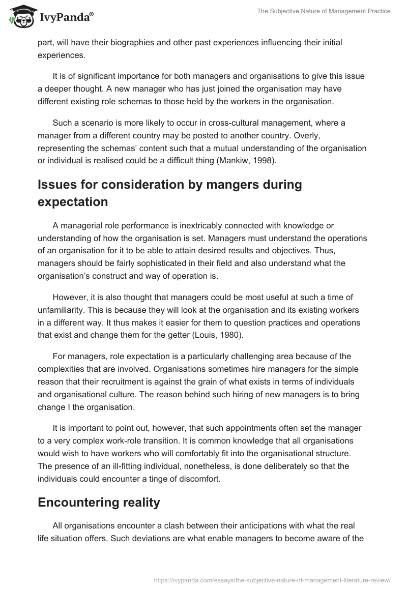 The Subjective Nature of Management Practice. Page 5