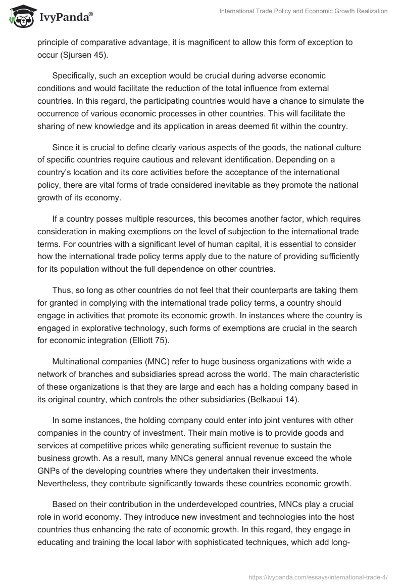 International Trade Policy and Economic Growth Realization. Page 4