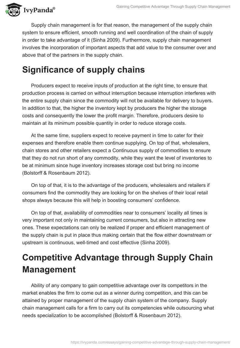 Gaining Competitive Advantage Through Supply Chain Management. Page 2