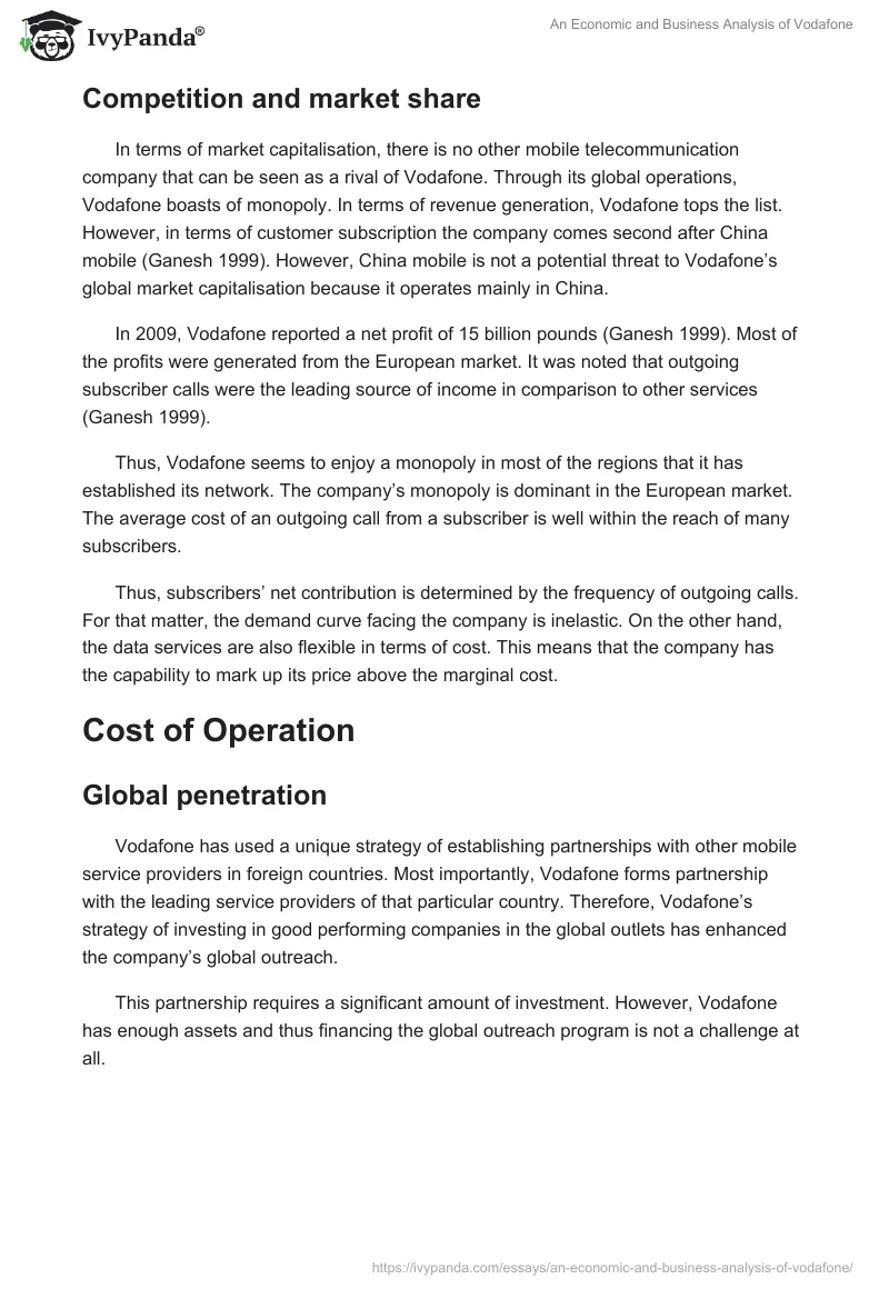 An Economic and Business Analysis of Vodafone. Page 4