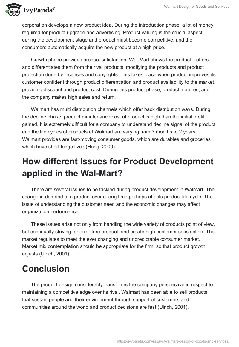 Walmart Design of Goods and Services. Page 2