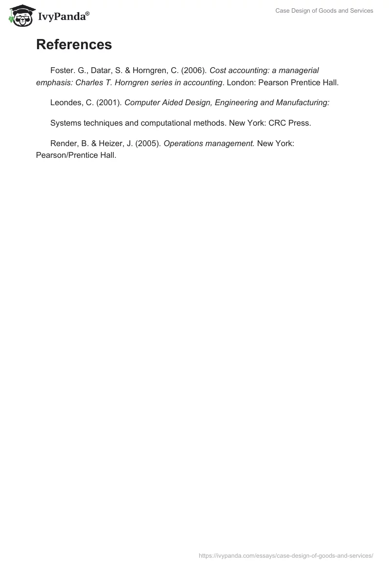 Case Design of Goods and Services. Page 3