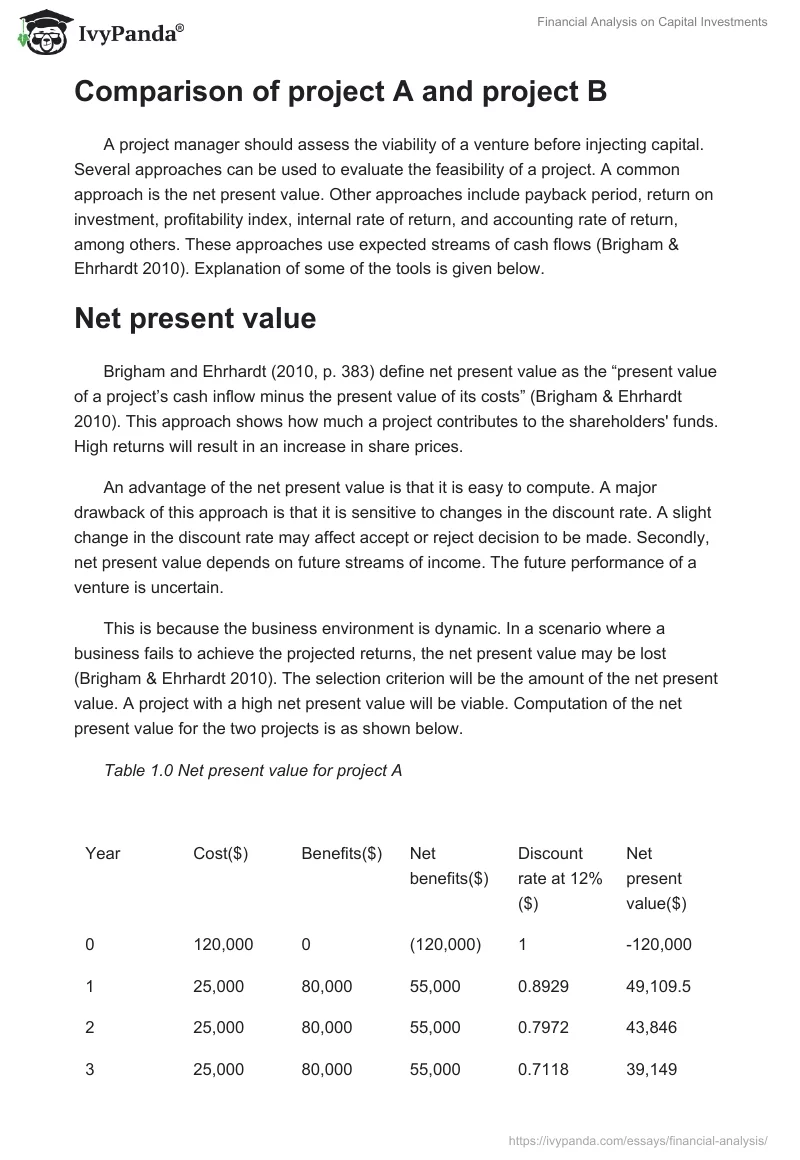 Financial Analysis on Capital Investments. Page 2