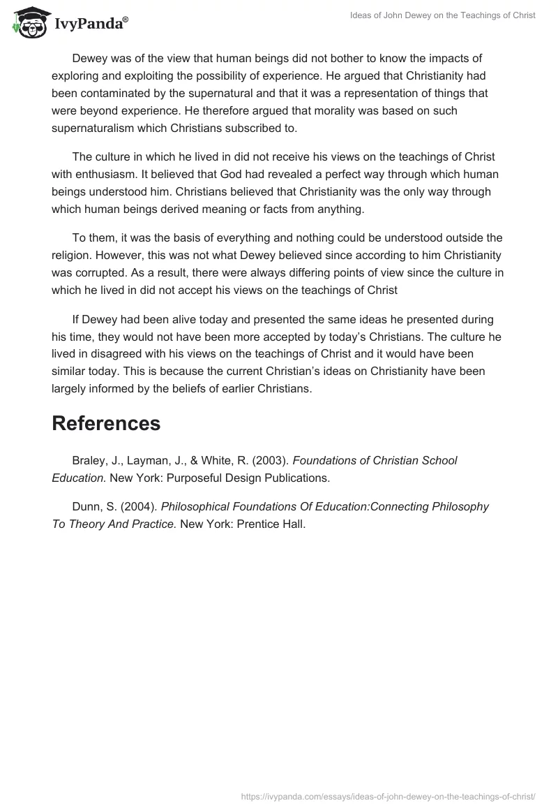 Ideas of John Dewey on the Teachings of Christ. Page 2