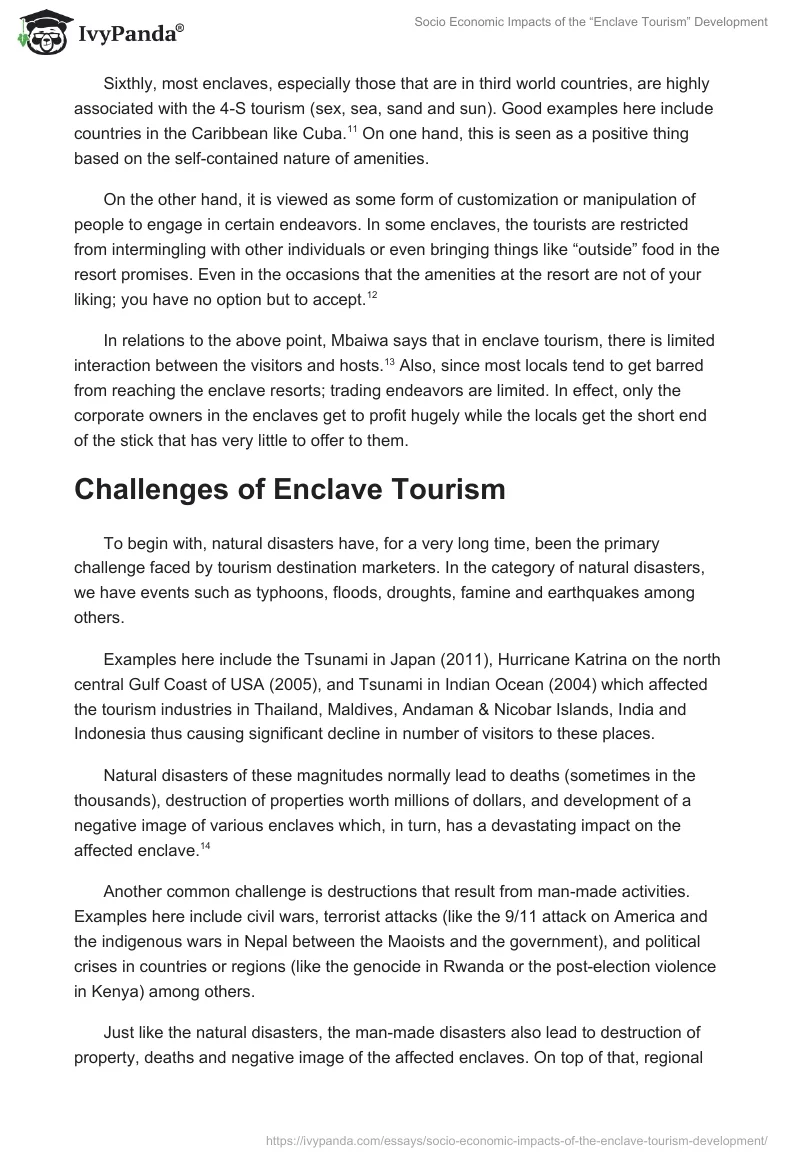 Socio Economic Impacts of the “Enclave Tourism” Development. Page 3