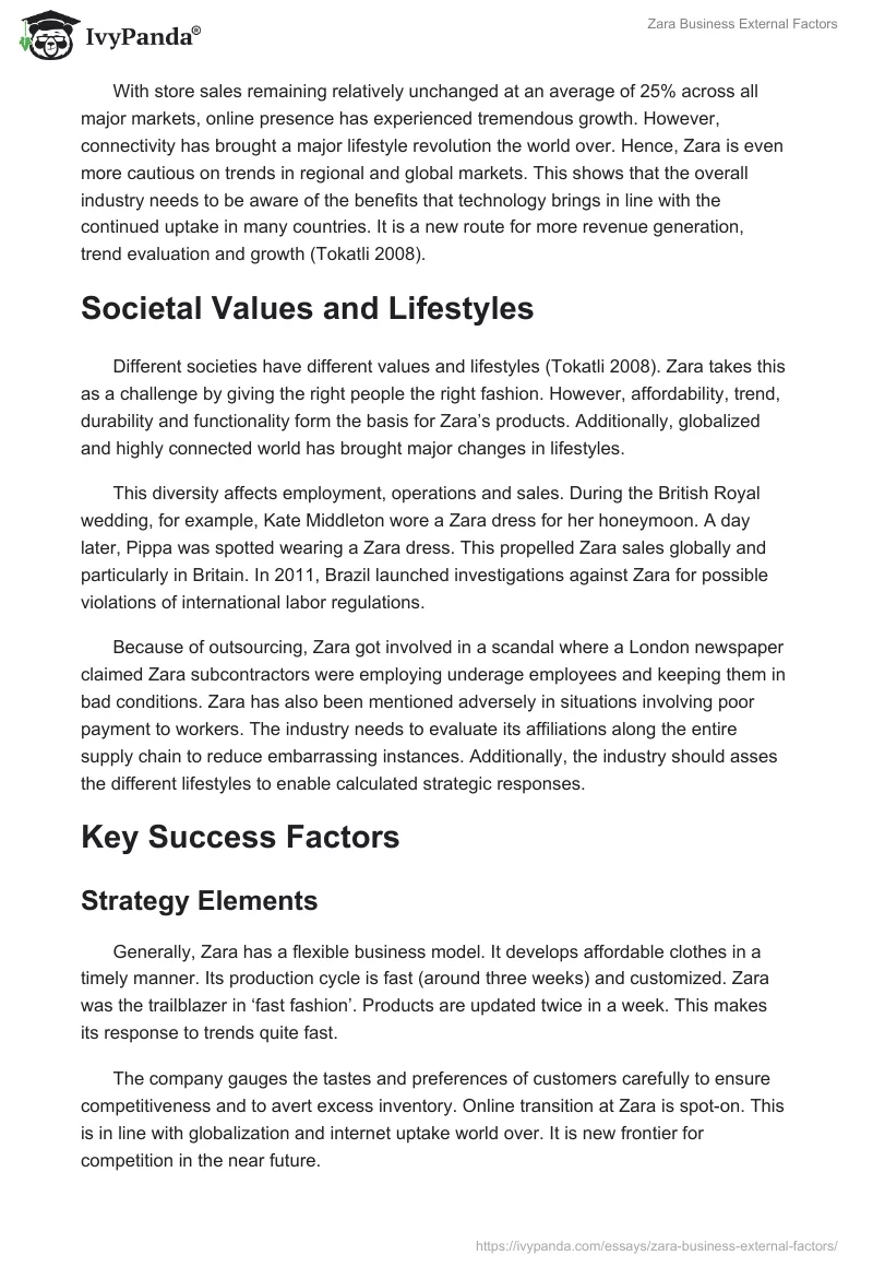 Zara Business External Factors. Page 2