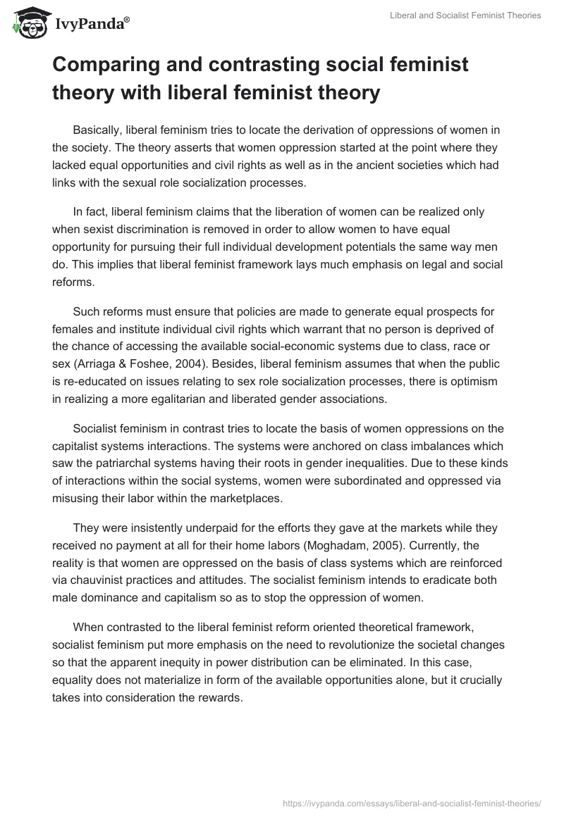 Liberal and Socialist Feminist Theories. Page 2