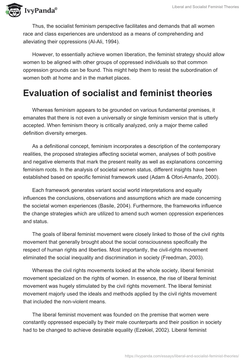Liberal and Socialist Feminist Theories. Page 3