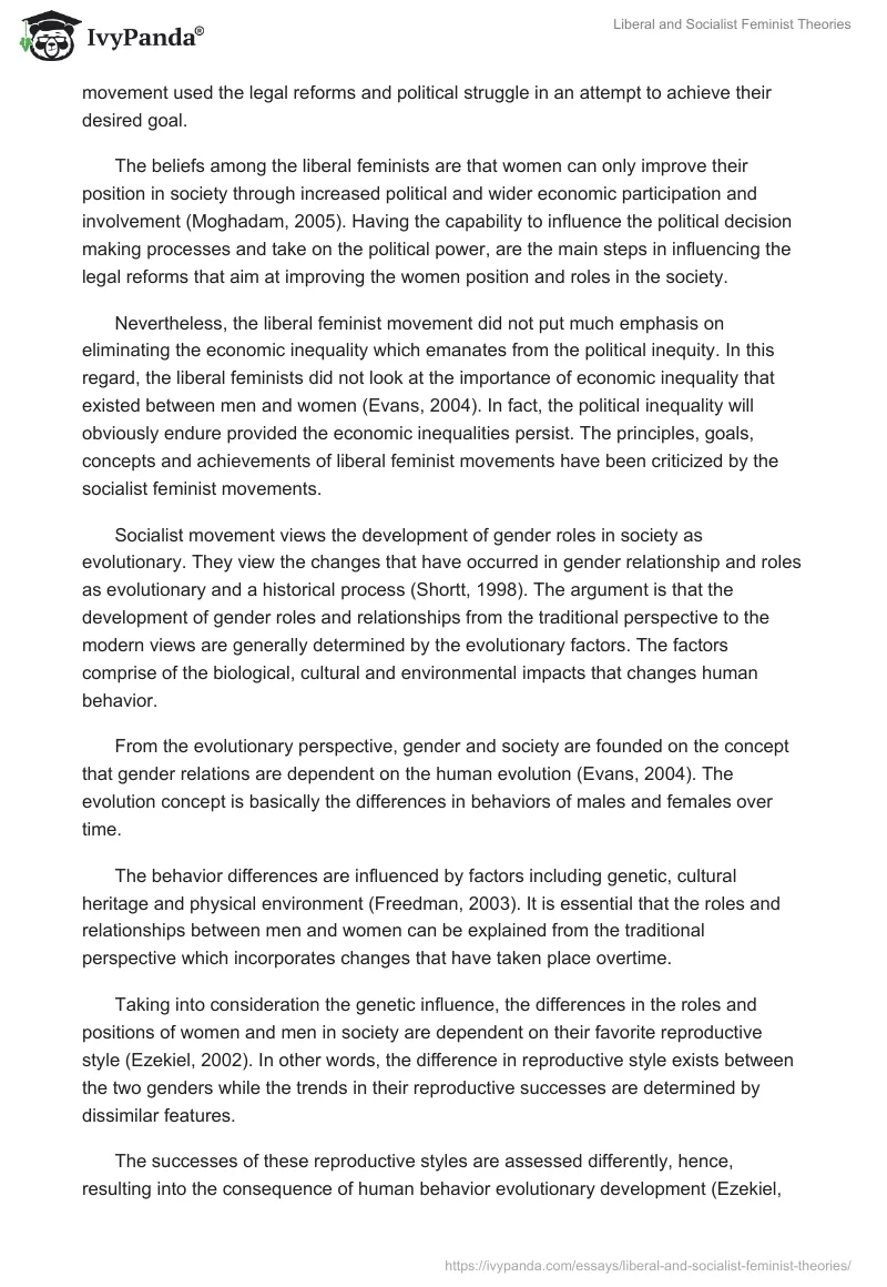 Liberal and Socialist Feminist Theories. Page 4