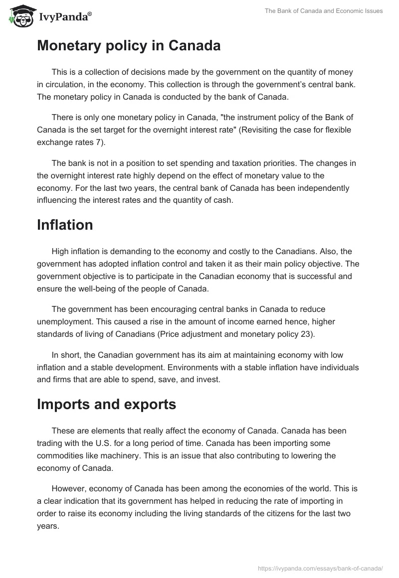 The Bank of Canada and Economic Issues. Page 2