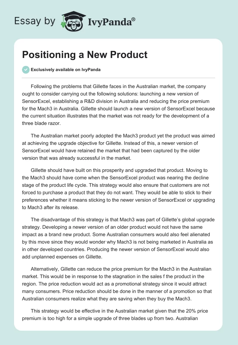 Positioning a New Product. Page 1