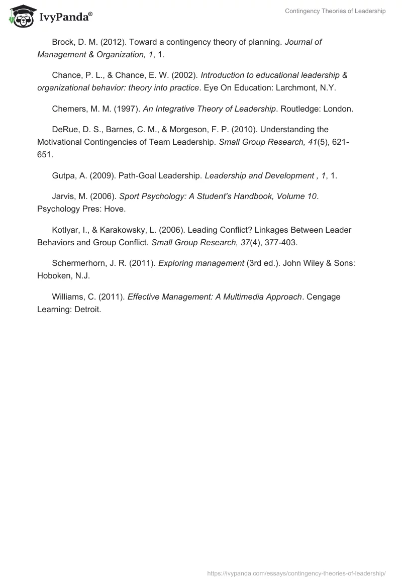 Contingency Theories of Leadership. Page 5