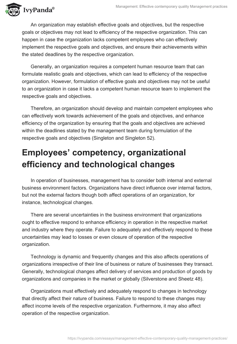 Management: Effective contemporary quality Management practices. Page 4