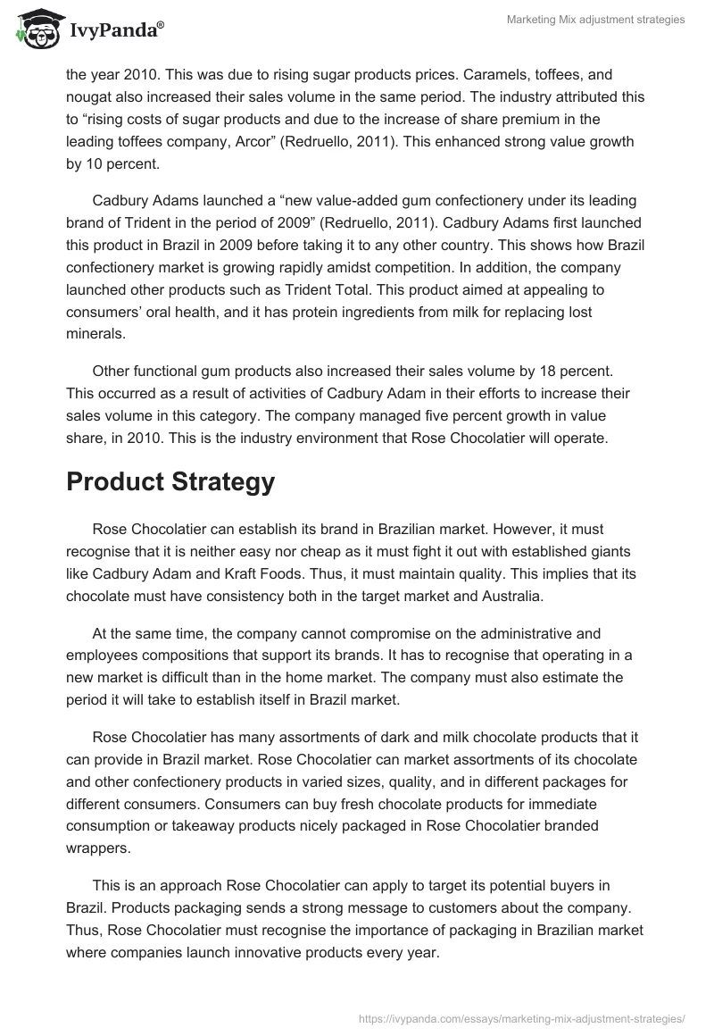 Marketing Mix adjustment strategies. Page 3