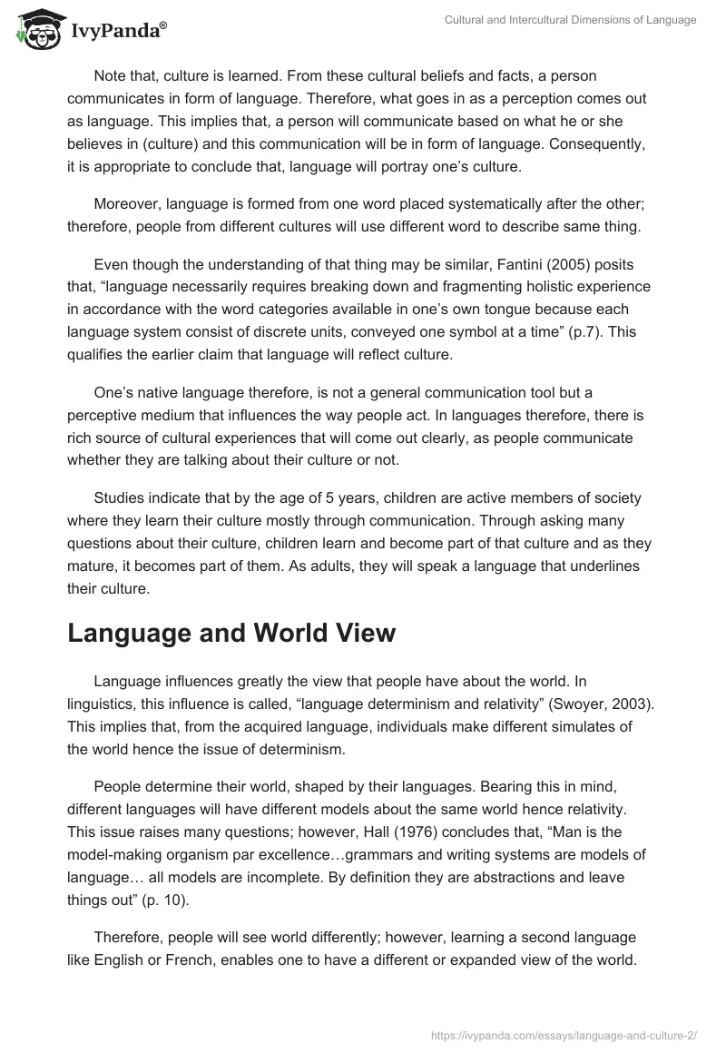 Cultural and Intercultural Dimensions of Language. Page 2