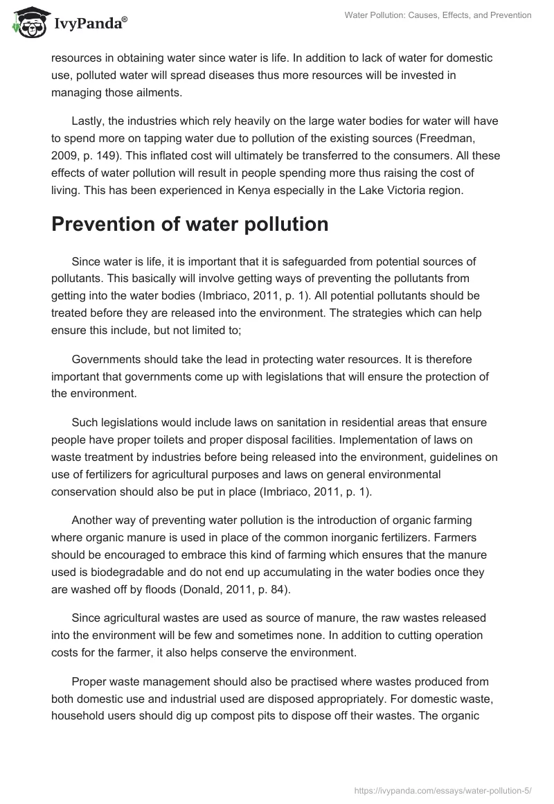 Water Pollution: Causes, Effects, and Prevention. Page 4