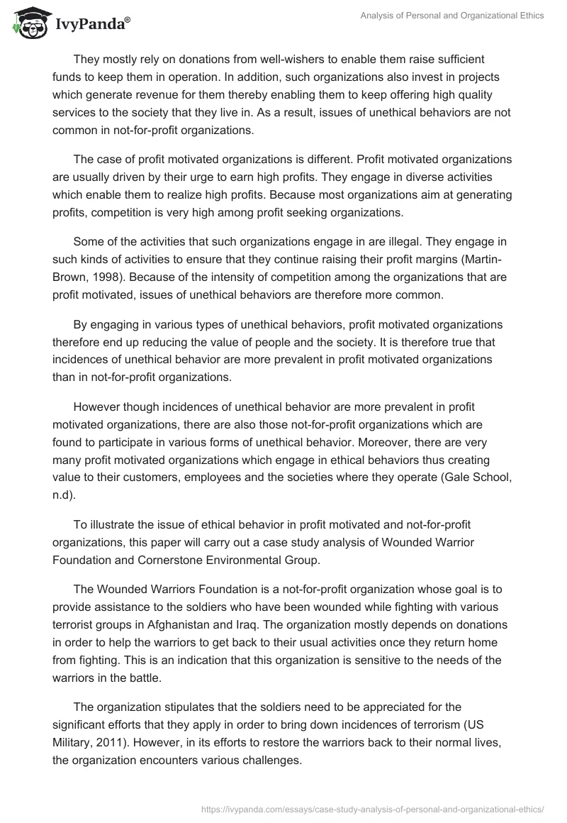 Analysis of Personal and Organizational Ethics. Page 2