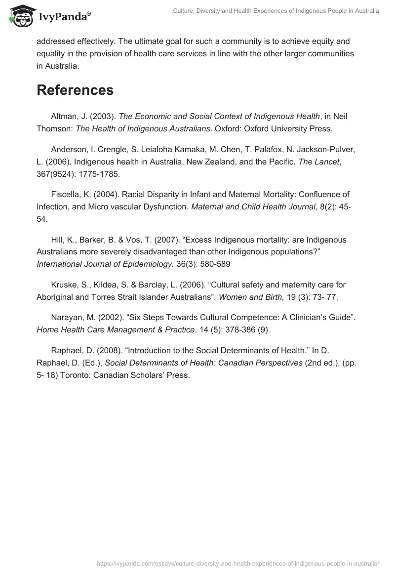 Culture, Diversity and Health Experiences of Indigenous People in Australia. Page 4