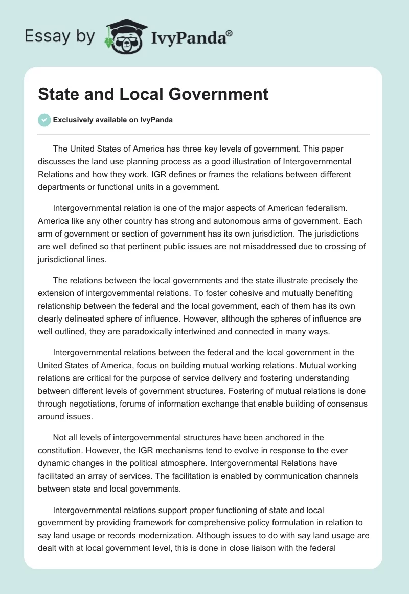 State and Local Government. Page 1