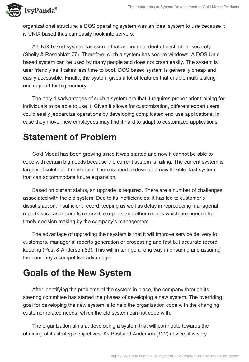 The Importance of System Development at Gold Medal Products. Page 2