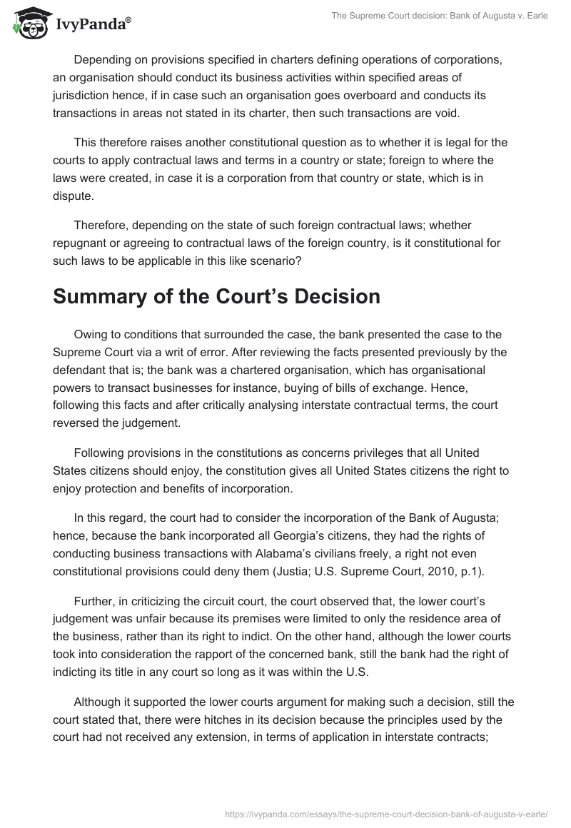 The Supreme Court Decision: Bank of Augusta vs. Earle. Page 2