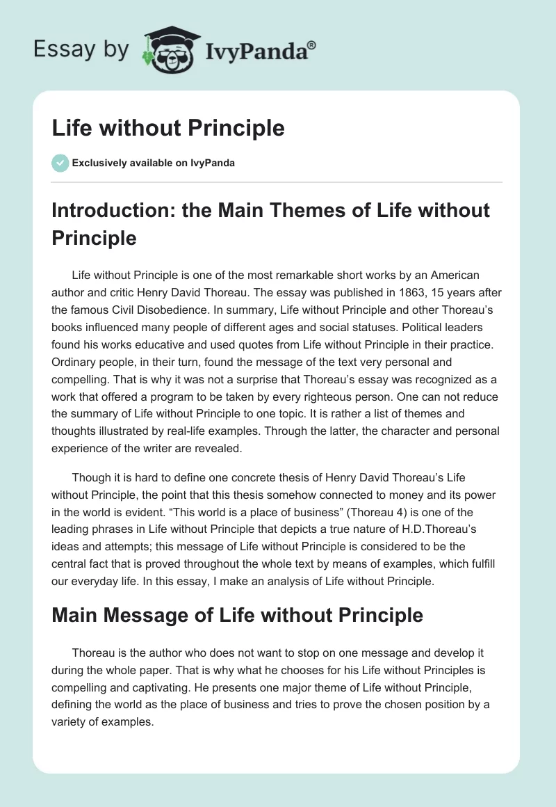 Life without Principle. Page 1